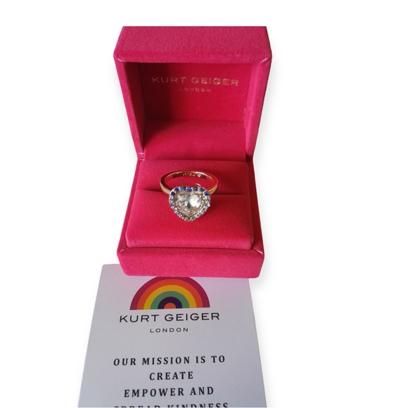 Kurt Geiger London Crystal Heart Ring with Blue Accent Stones - Picture 4 of 9